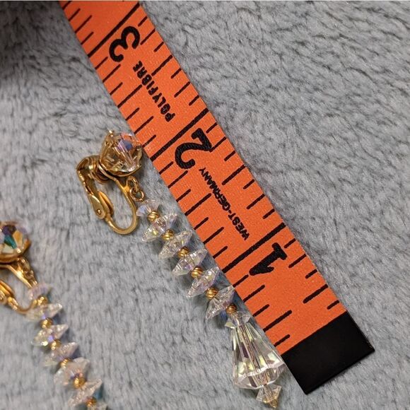 Vintage 60's Aurora Borealis Crystal Dangle Earrings - Picture 7 of 13